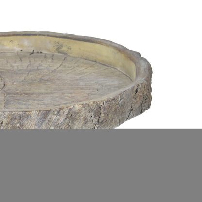 Gray Decorative Round Cemented Log Plate