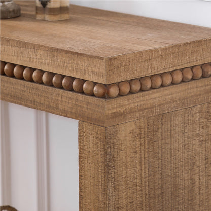 Natural Wood Console Table w/ Wood Beads Decoration