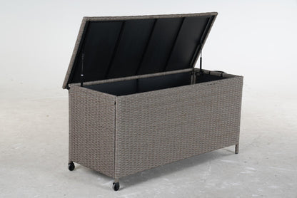 Grey Iron Rattan Storage Bench