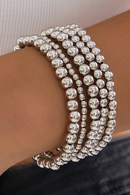 Pulsera con cuentas de perlas multicapa blanca