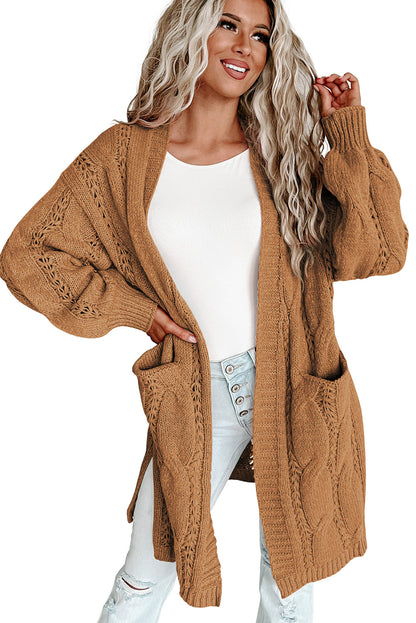 Hollow Knit Side Slits Cardigan