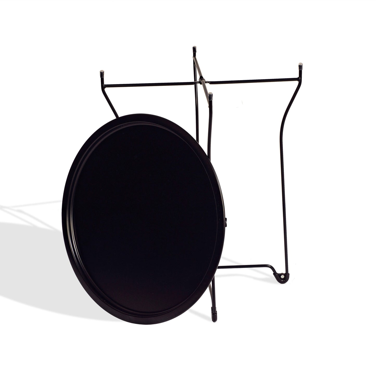 Black Round Metal Tray End Table