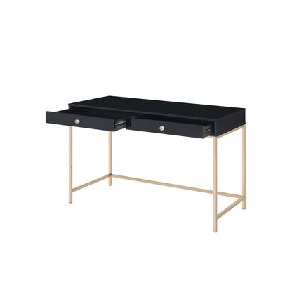 Black High Gloss & Gold Finish Desk