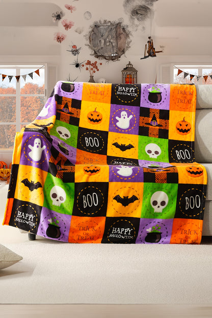 Purple Plaid Print Fleece Halloween Blanket
