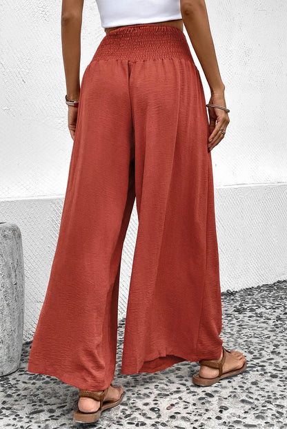 Pantalones de playa de talle alto con bolsillos fruncidos negros