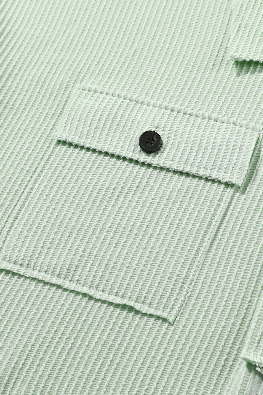 Top henley de manga larga con bolsillos de canalé y talla grande verde