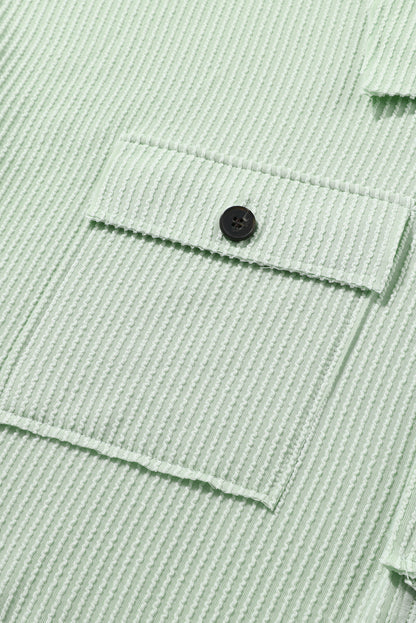 Top henley de manga larga con bolsillos de canalé y talla grande verde