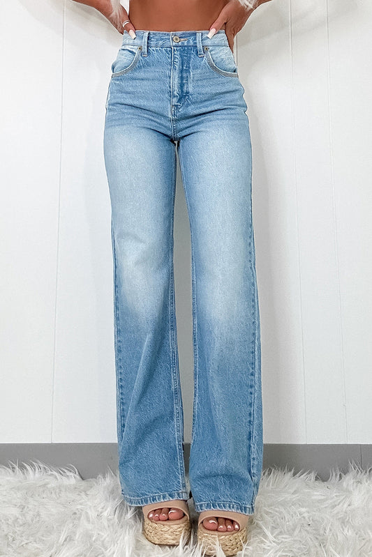 Myosotis Ripped High Rise Slit Wide Leg Jeans