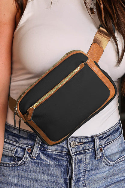 Bolso bandolera mini de cuero PU con correa ajustable negro