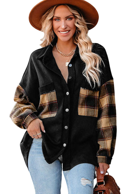 Plaid Patchwork Oversized Shacket