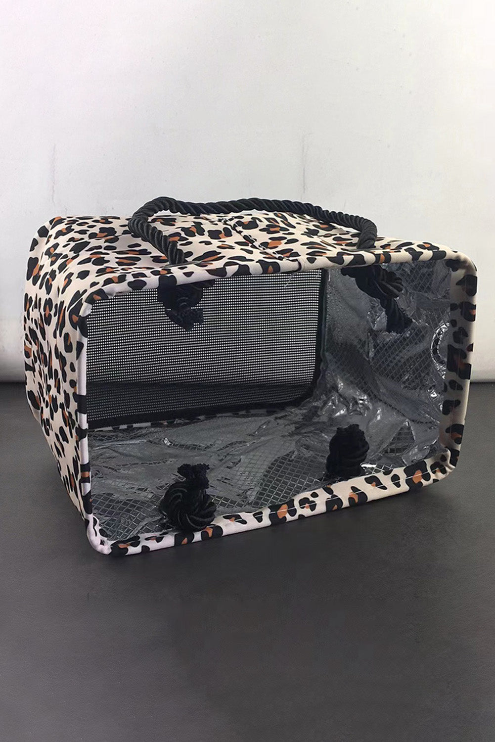 Neceser de lona impermeable con estampado de leopardo