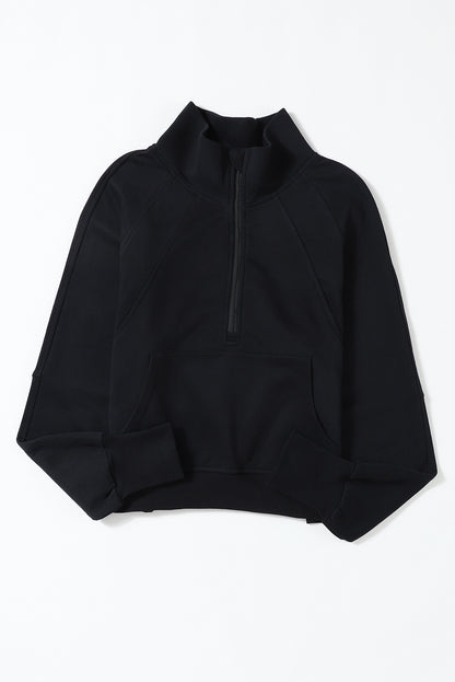 Zip Up Thumbhole Sleeve Sweatshirt