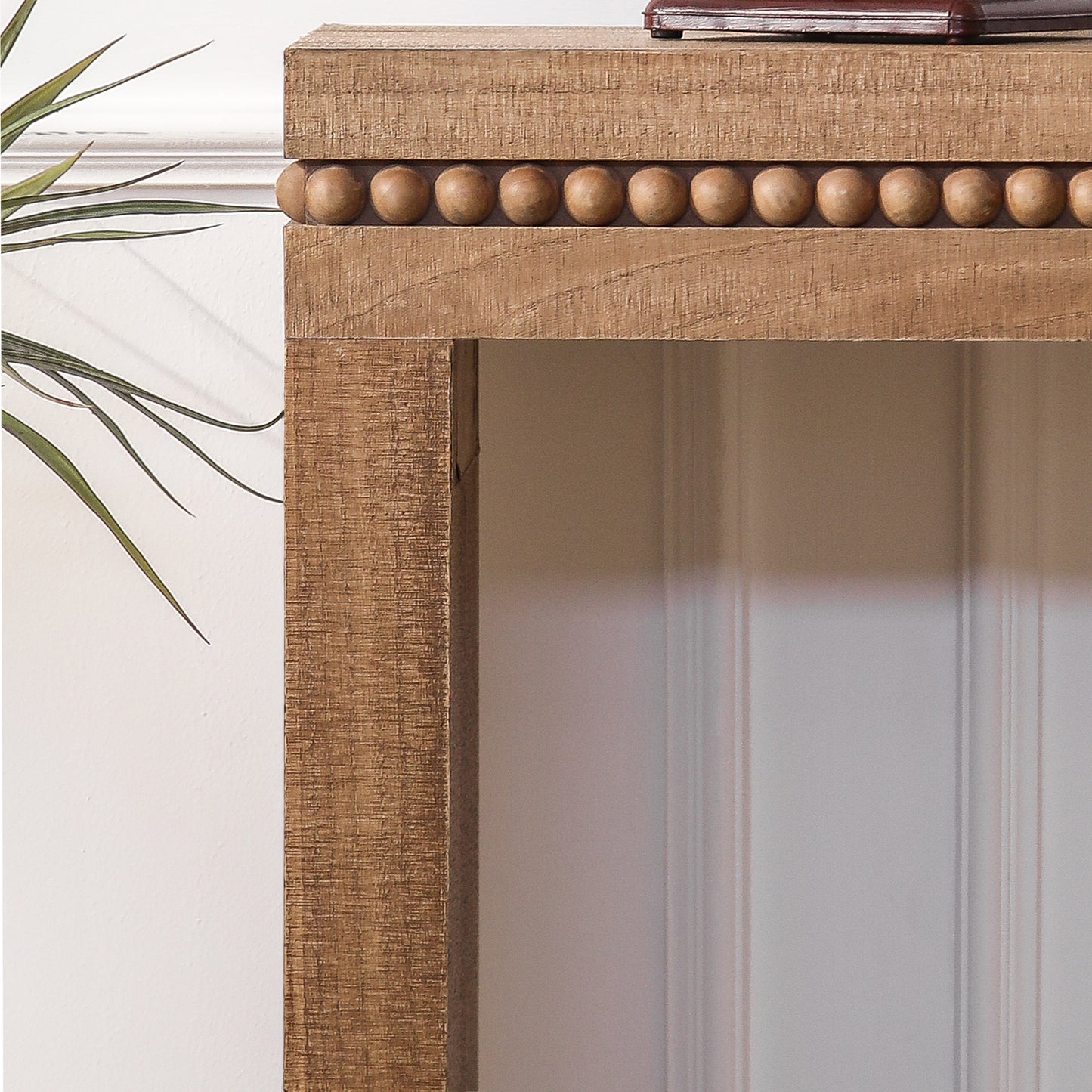 Natural Wood Console Table w/ Wood Beads Decoration