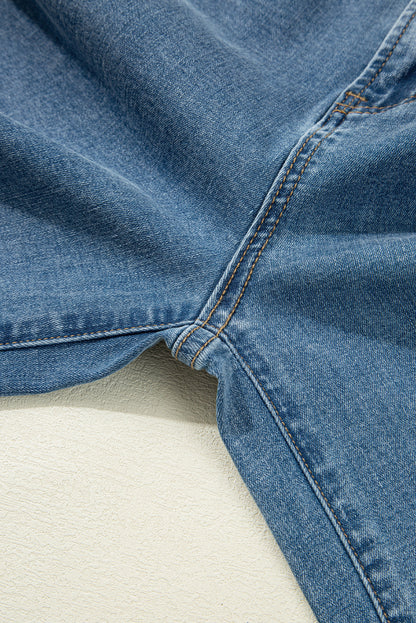 Dusk Blue Medium Wash Super Wide Leg Denim Pants