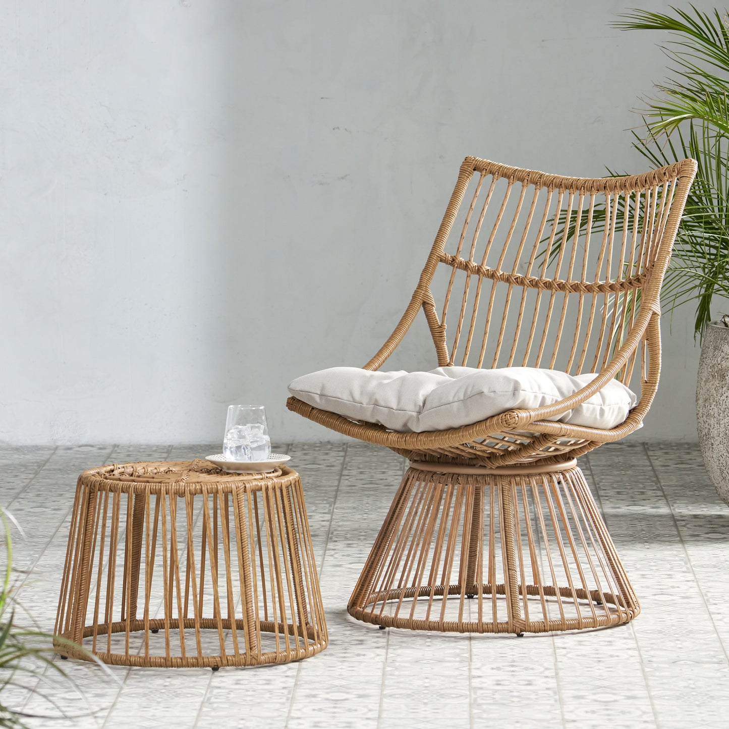 Light Brown Chair & Side Table