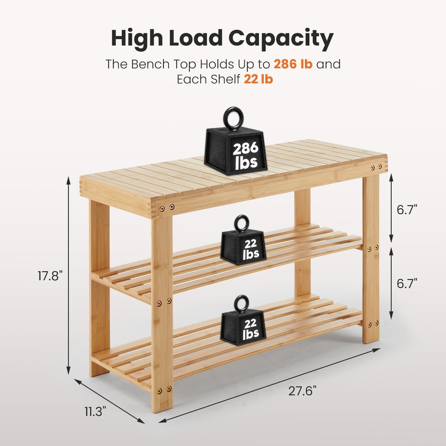 Natural 3-Tier Bamboo Shoe Rack Bench