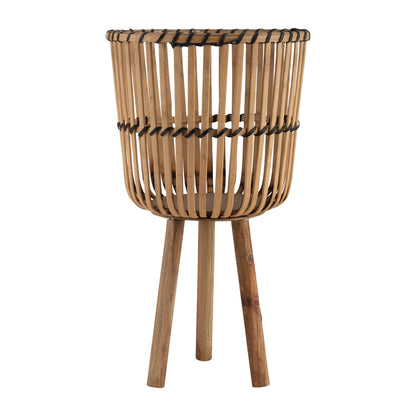 Natural Bamboo Footed Planter