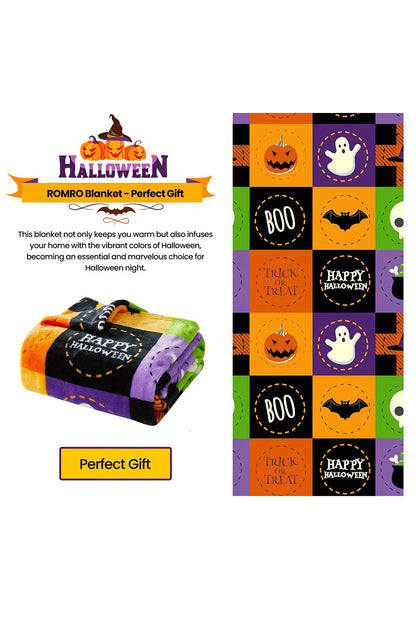 Purple Plaid Print Fleece Halloween Blanket
