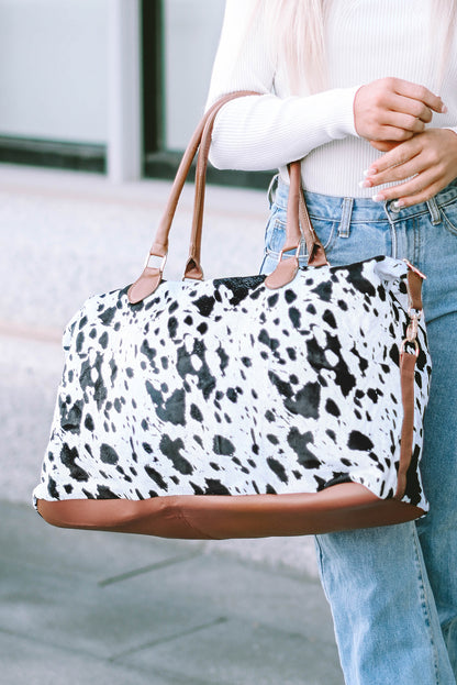 Bolso Tote De Piel Con Estampado De Lunares De Animales Blanco