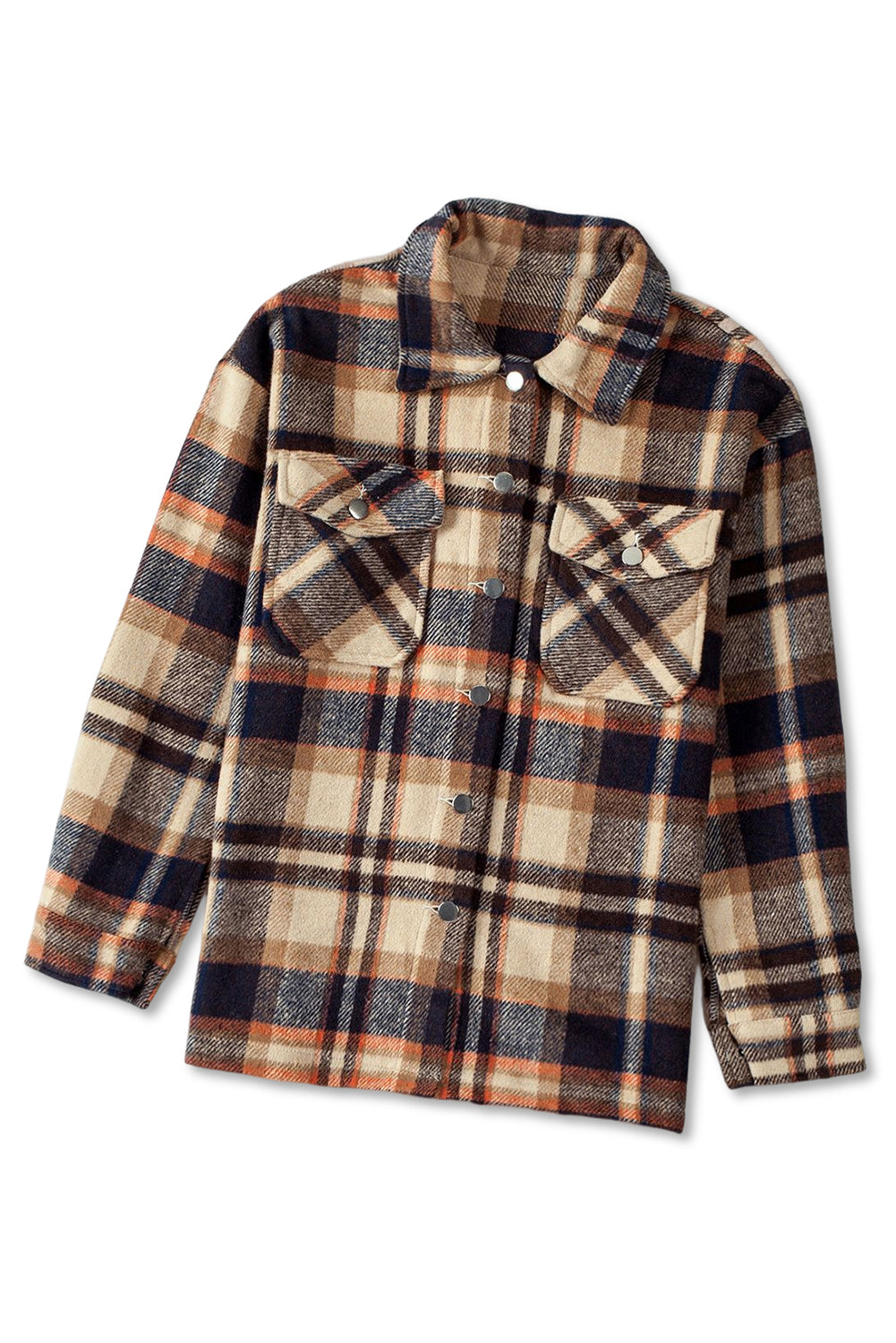 Plaid Button Front Pocket Shirt Shacket