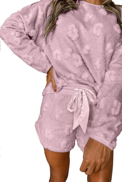 Cheetah Fleece Loose Two Piece Pajama Set