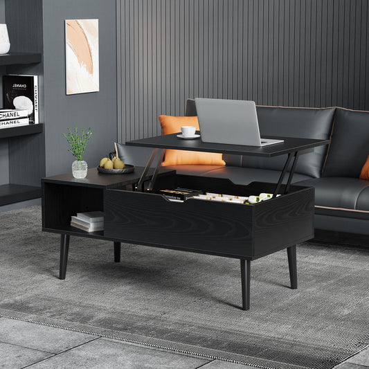 Black Lift Top Coffee Table w/ Hidden Storage Compartment