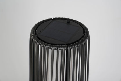 2-Pack Grey Outdoor Wicker Floor Solar Lamps