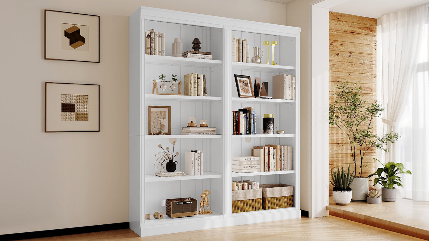 White Wood Bookcase w/ Adjustable Shelves