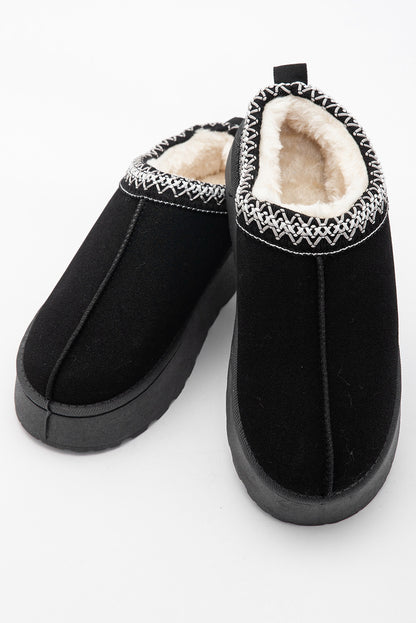 Black Suede Platform Snow Boots