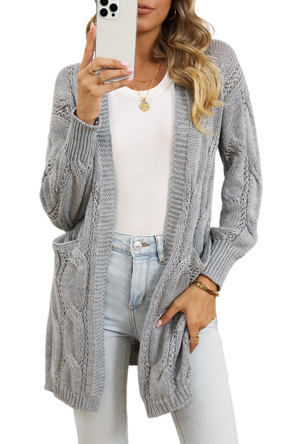 Hollow Knit Side Slits Cardigan