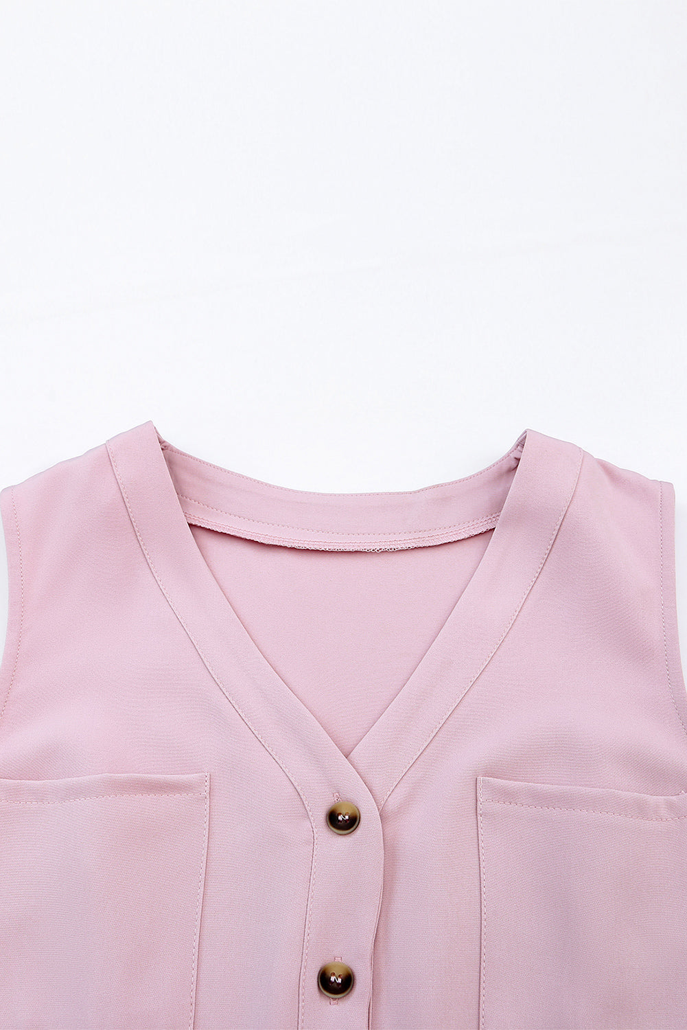 Pink Buttoned Sleeveless Cropped Jumpsuit With Sash