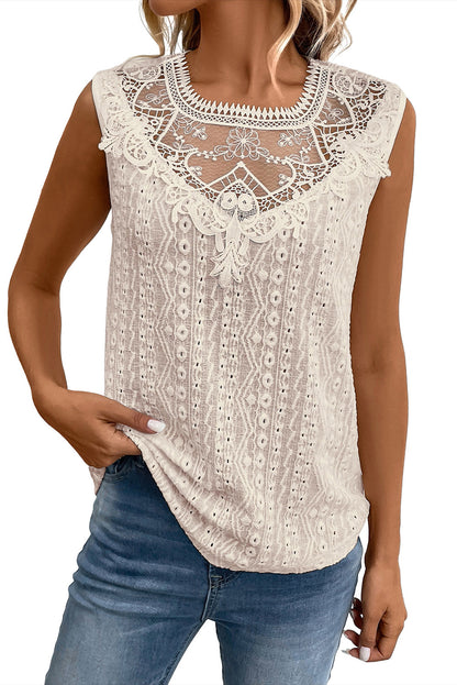 Apricot Lace Sleeveless Top