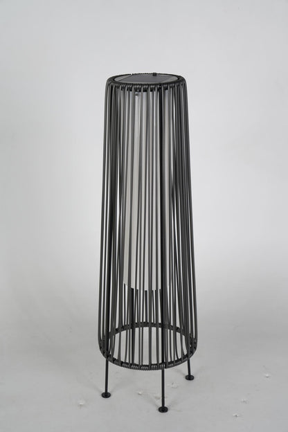 2-Pack Grey Outdoor Wicker Floor Solar Lamps