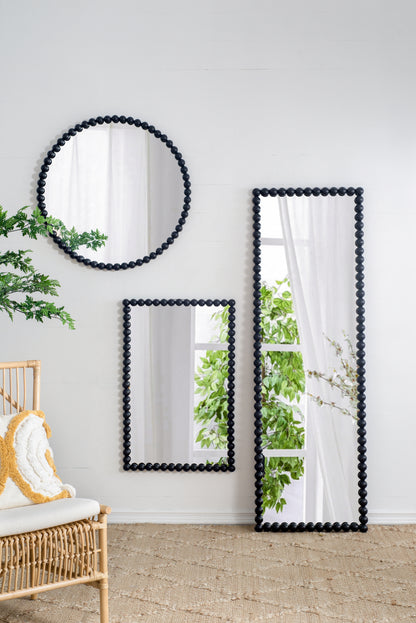 Circle Mirror w/ Metal Beaded Frame