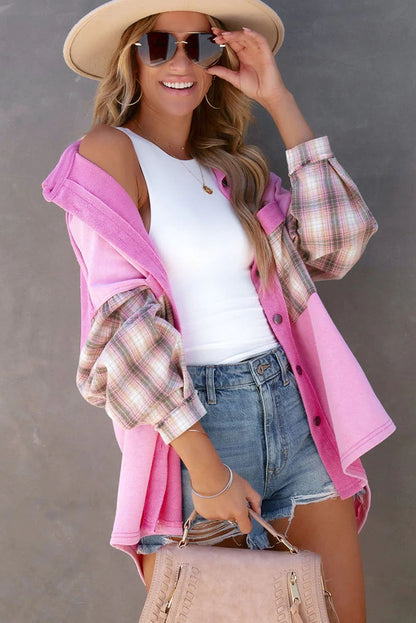 Plaid Patchwork Oversized Shacket