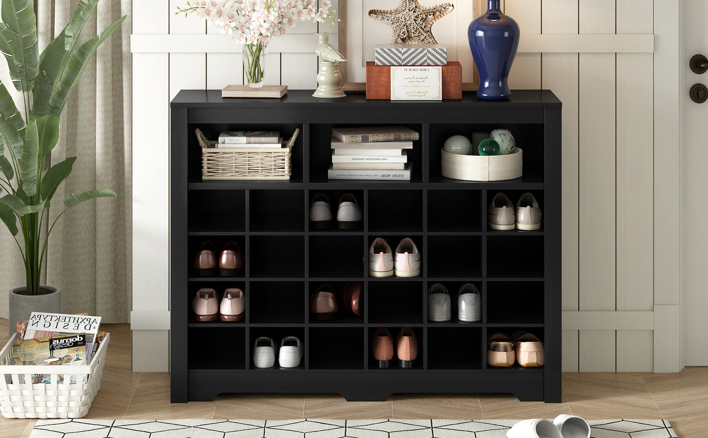 Black Sleek Modern Shoe Cabinet