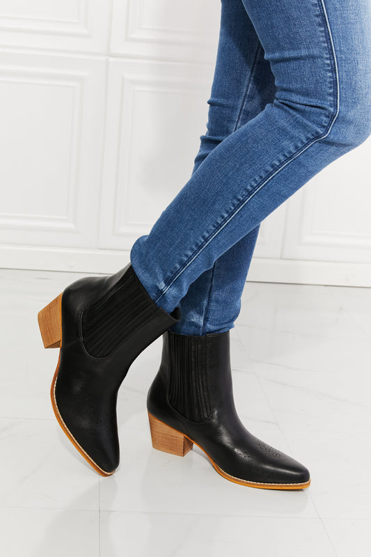 Black Stacked Heel Chelsea Boot