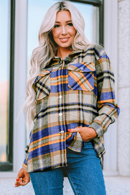 Plaid Button Front Pocket Shirt Shacket