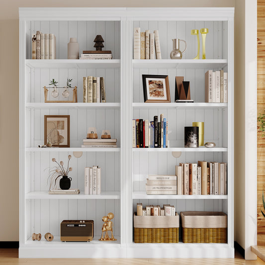 White Wood Bookcase w/ Adjustable Shelves