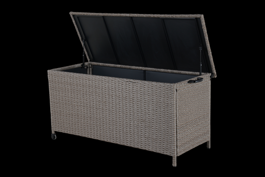 Grey Iron Rattan Storage Bench