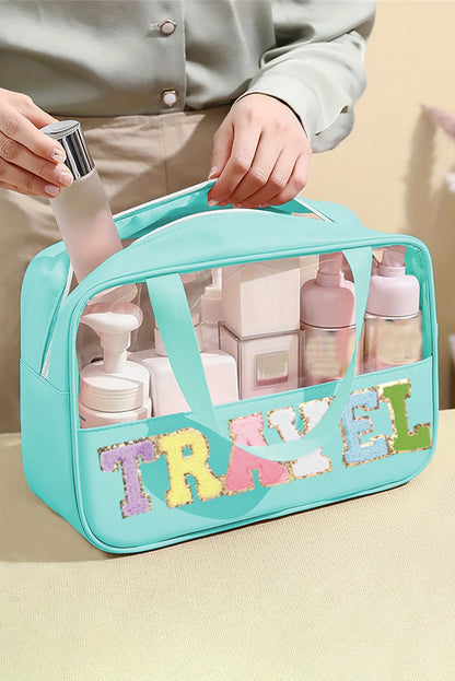 Travel Chenille Letter Clear PVC Makeup Bag