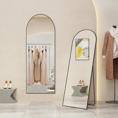 Black Arched Full Length Floor Mirror 21"x64"