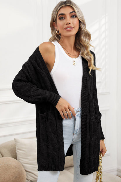 Hollow Knit Side Slits Cardigan