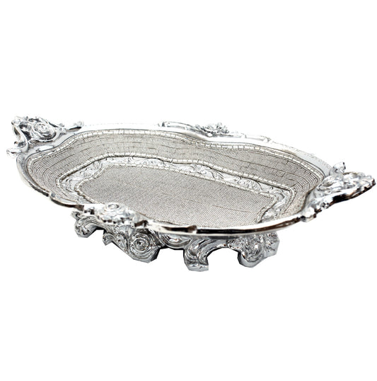 Ambrose Chrome Plated Crystal Embellished Ceramic Plate