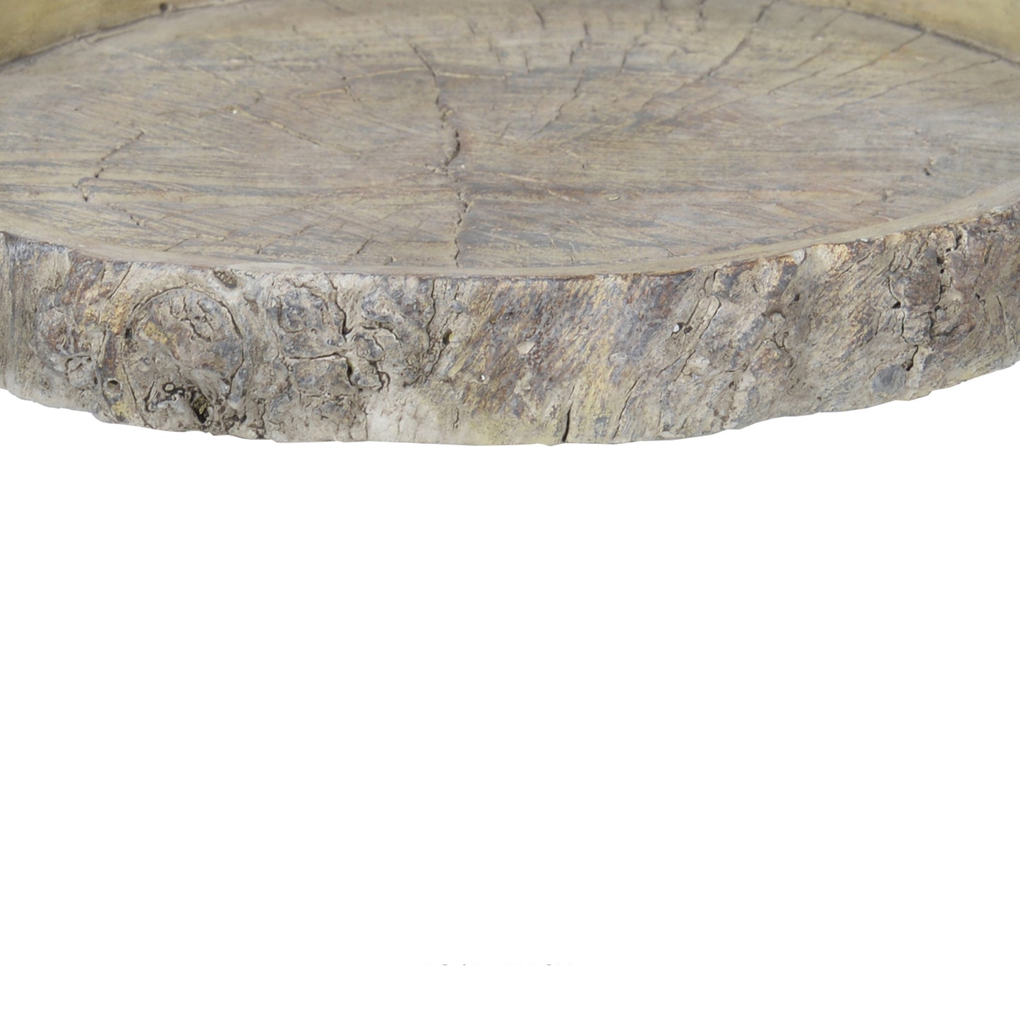 Gray Decorative Round Cemented Log Plate