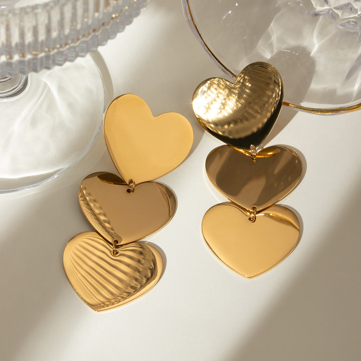 Gold-Plated Heart Earrings