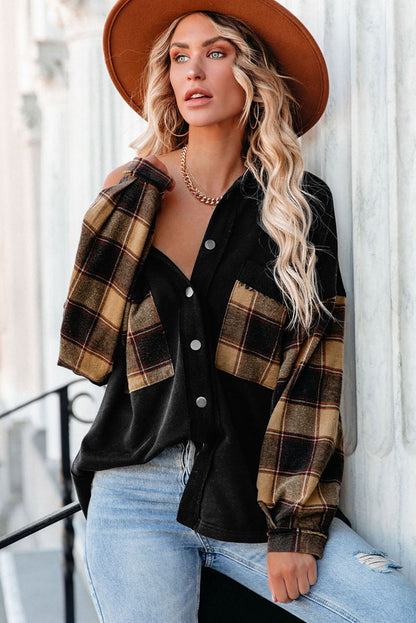 Plaid Patchwork Oversized Shacket