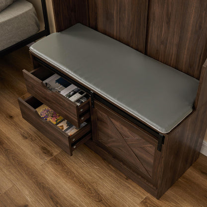 Dark Brown Coat Rack w/ Shoe Cabinet Storage