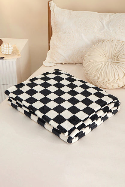 Navy Blue Checkerboard Printed Soft Throw Blanket 120*200cm