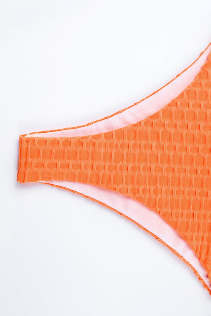 Braguita de bikini con cintura caída en forma de panal con textura naranja